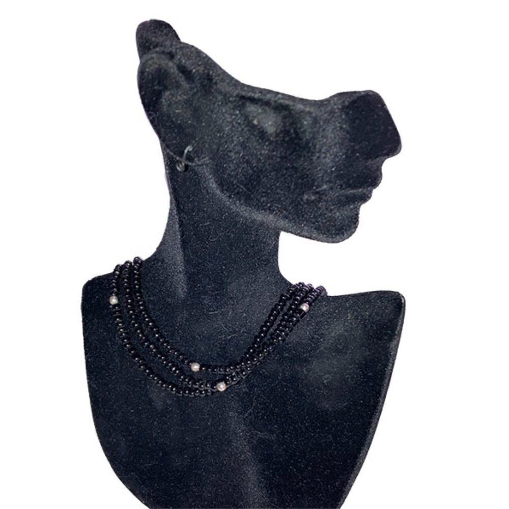 Silpada black onyx and sterling silver beaded necklace